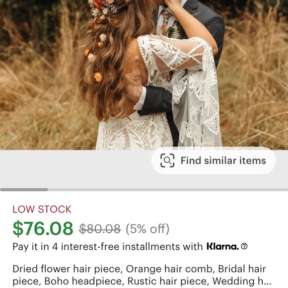 Dried flower hair comb - Picture 4 of 6